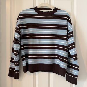 MANGO stripe brown and blue sweater